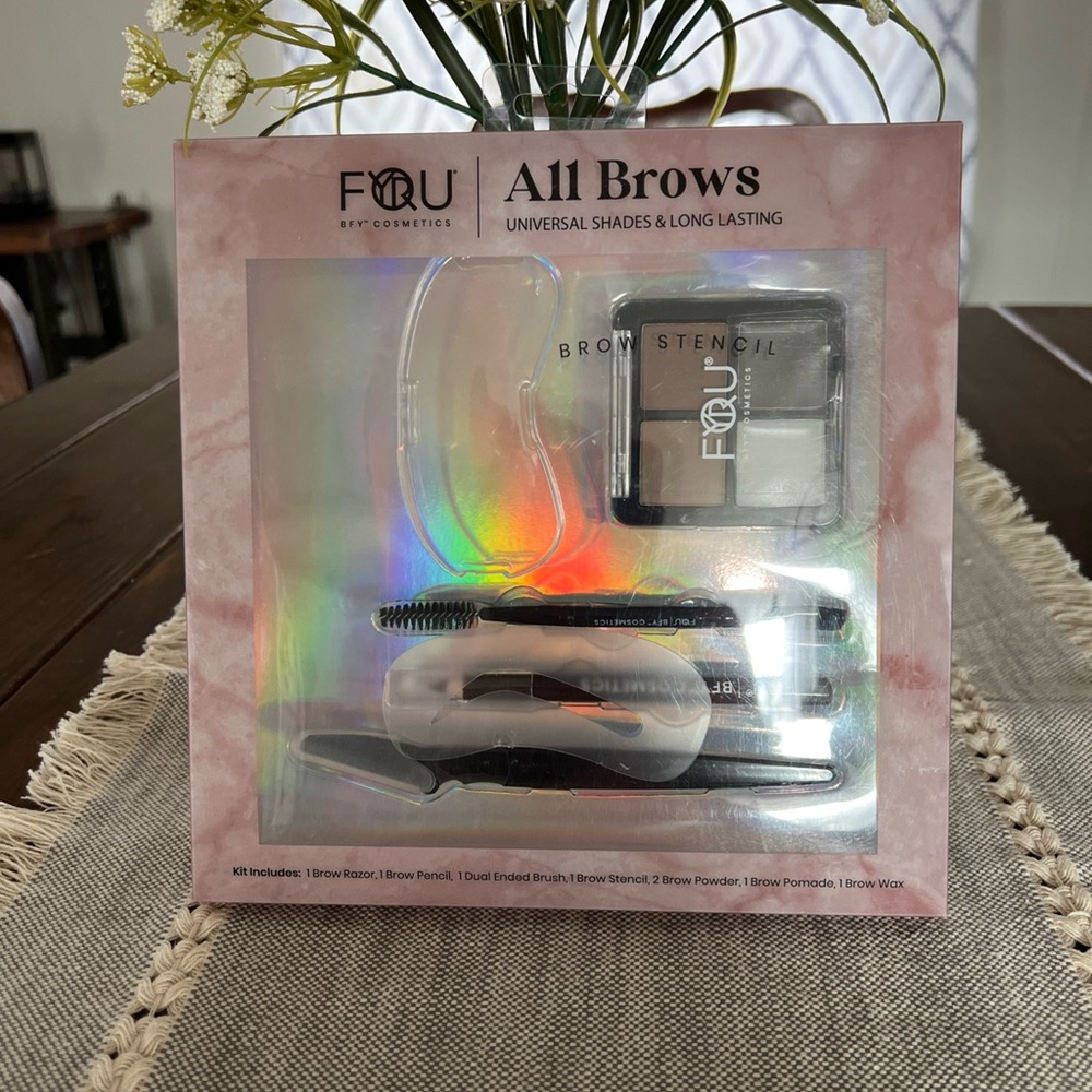 BFY Cosmetics All Brows Stencil 5PC Kit Dark Brown New